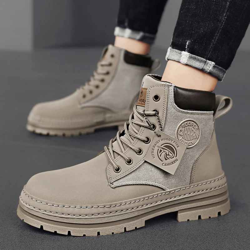 CYYTL Men Boots Ankle Casual Shoes Winter Designer Luxury Cowboy Chelsea Tactical Military Work Safety Platform Leather Sneakers