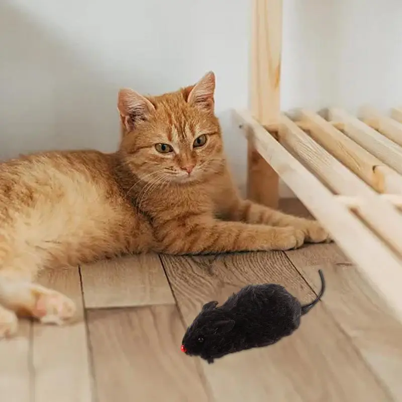 Ratones de juguete para gatos, gato en movimiento, ratones de peluche, juguete de caza, gatito, juego interactivo, muñeca de simulación corriendo para razas grandes y pequeñas