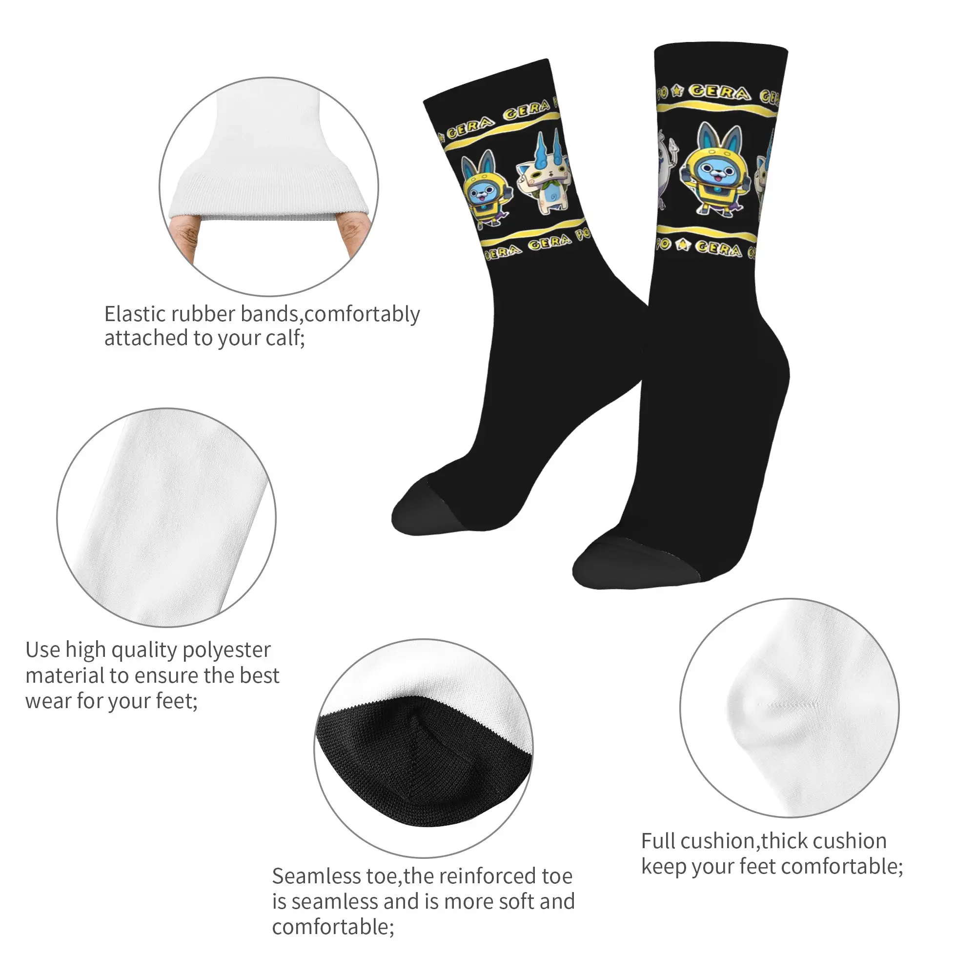 Fashion Male Men Socks Harajuku Yokai Watch Game Sock Jibanyan Robonyan Shogunyan Women's Socks Spring Summer Autumn Winter