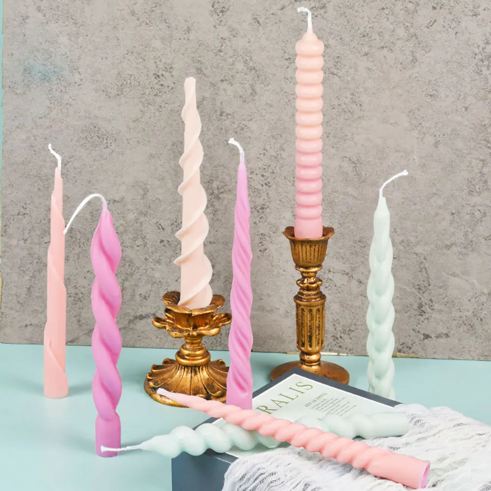 For Fun DIY Long Strip Candle Silicone Mold Irregular Shape Spiral Candles Mould Candlelight Dinner Handmade Candle Stick Making