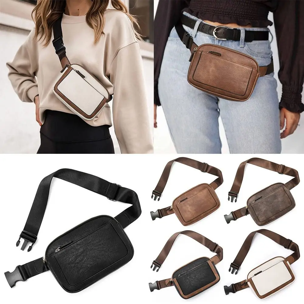 

with Pocket Fanny Packs Mini PU Leather Adjustable Strap Crossbody Waist Bag Ladies Belt Bag Vacation