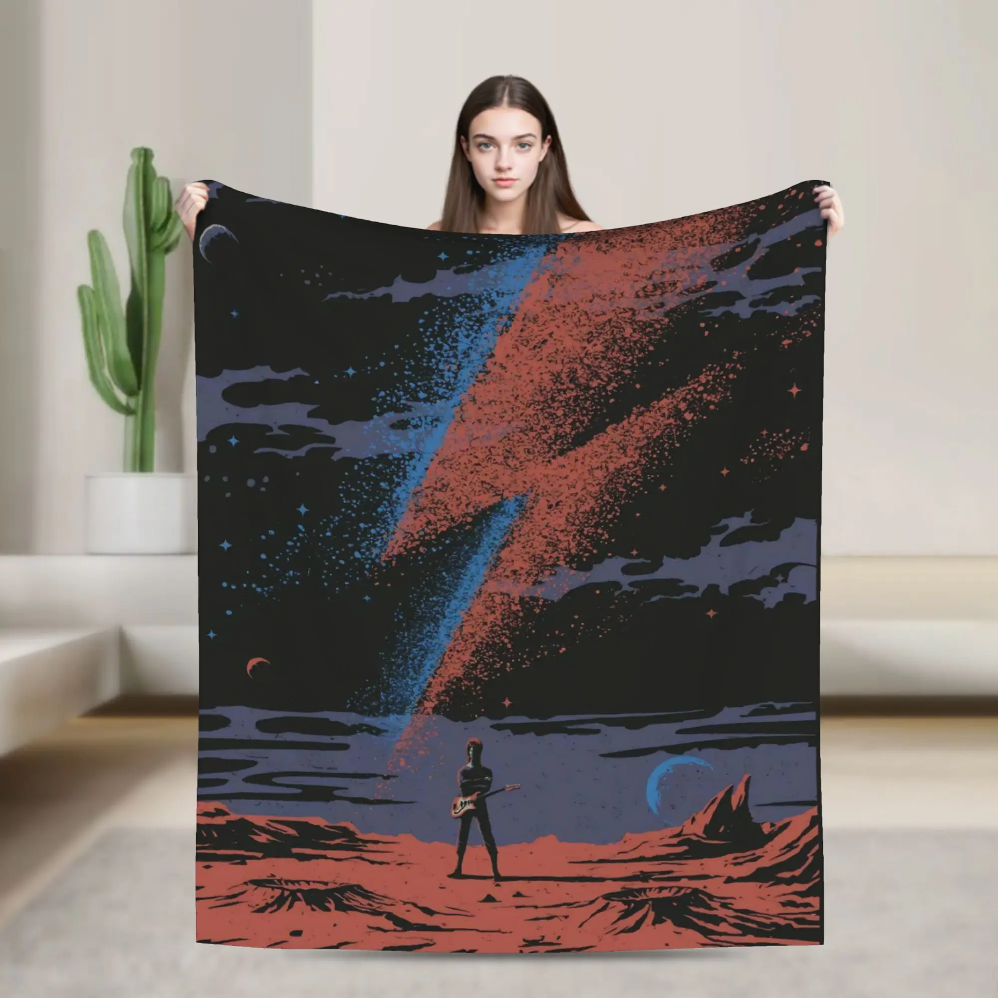 D-Davids B-Bowied Blanket Coral Fleece Plush All Season  Breathable Super Warm Throw Blanket for Bedding Outdoor Quilt