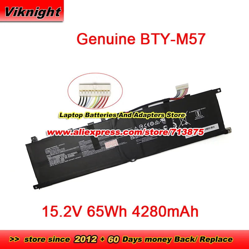 Genuine BTY-M57 4ICP6/35/140 Battery For MSI GP66 GP76 GS65 MS-17K3 Li-ion 15.2V 65Wh 4280mAh Laptop Battery