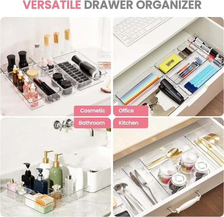 Set organizer per cassetti versatile da 7/14 pezzi: vassoi e divisori