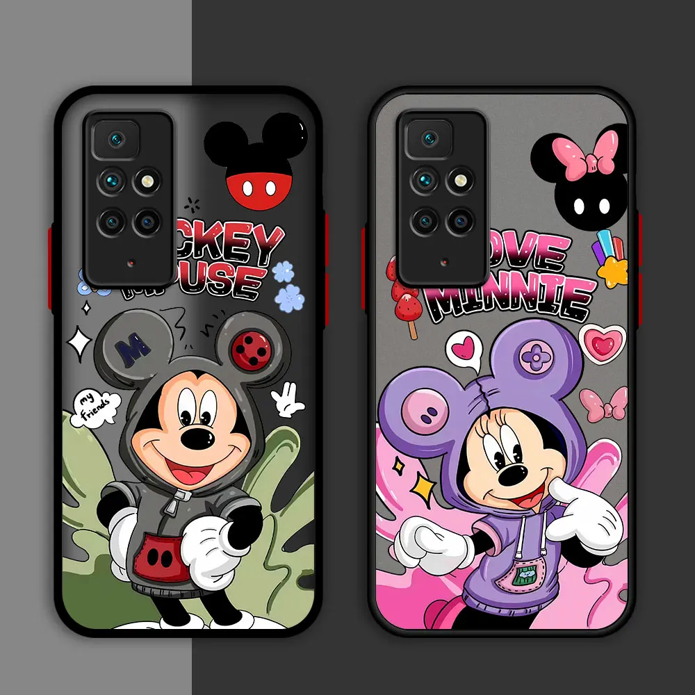 Disney Mickey Minnie Matte CaseสําหรับXiaomi Redmiหมายเหตุ 1110 Pro 12 9S 12C 8 10A 10C 7 8Tซิลิโคนฝาครอบโทรศัพท์สีดํา