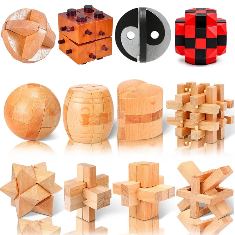 

Wooden Kong Ming Lock Lu Ban Rompecabezas IQ Brain Teaser Game For Adults And Kids Educational Toys 3D Puzzle Madera