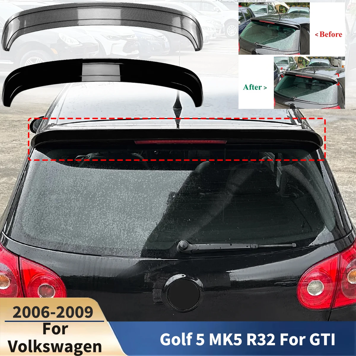 Car Rear Trunk Wing For Volkswagen Golf 5 MK5 R32 GTI 2006-2009 Splitter Spoiler Decklid Lid Trim Body Kit Tuning Auto Parts
