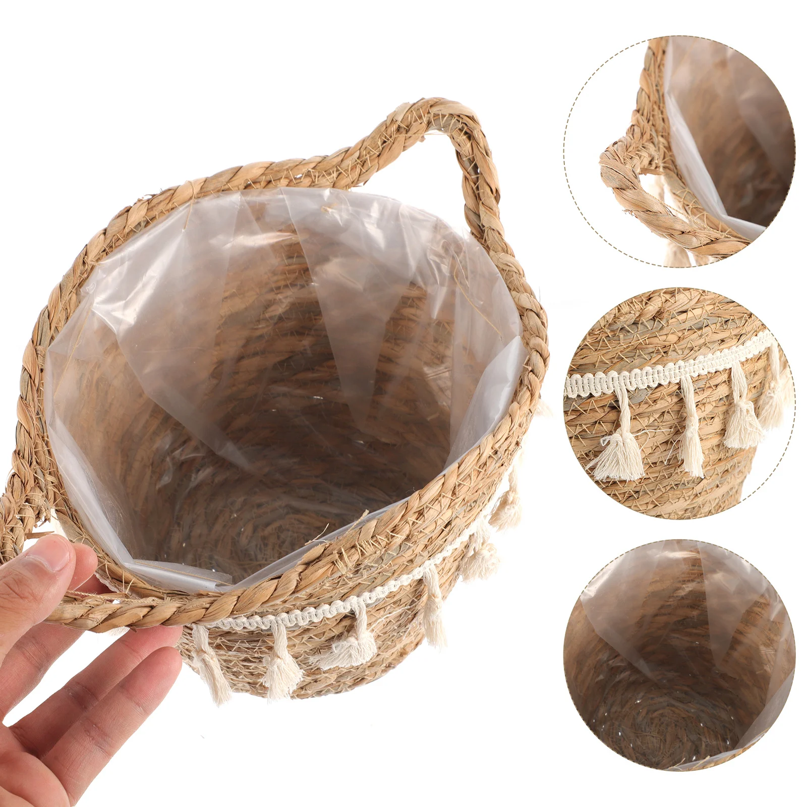 

Straw Weaving Storage Basket Woven Container Home Decor Tough Multipurpose Kitchen Outdoor Simple Design Tidy