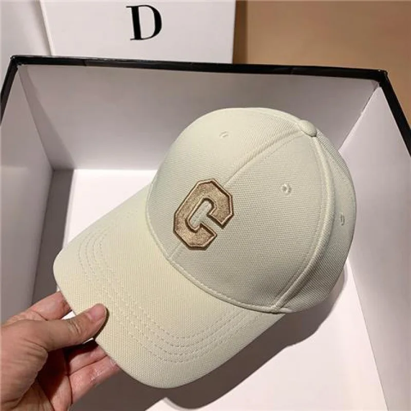 Letter C baseball cap hardtop versatile big head circumference high-quality men's and women's duckbill cap new embroidered hat