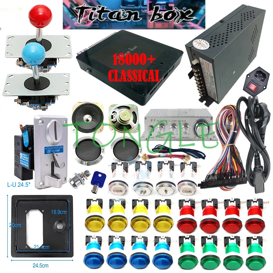 2 Players Titan Box 18000+ in 1 JAMMA Game Kit Copy SANWA Joystick LED Push Button Coin Acceptor for DIY Arcade Machine Cabinet