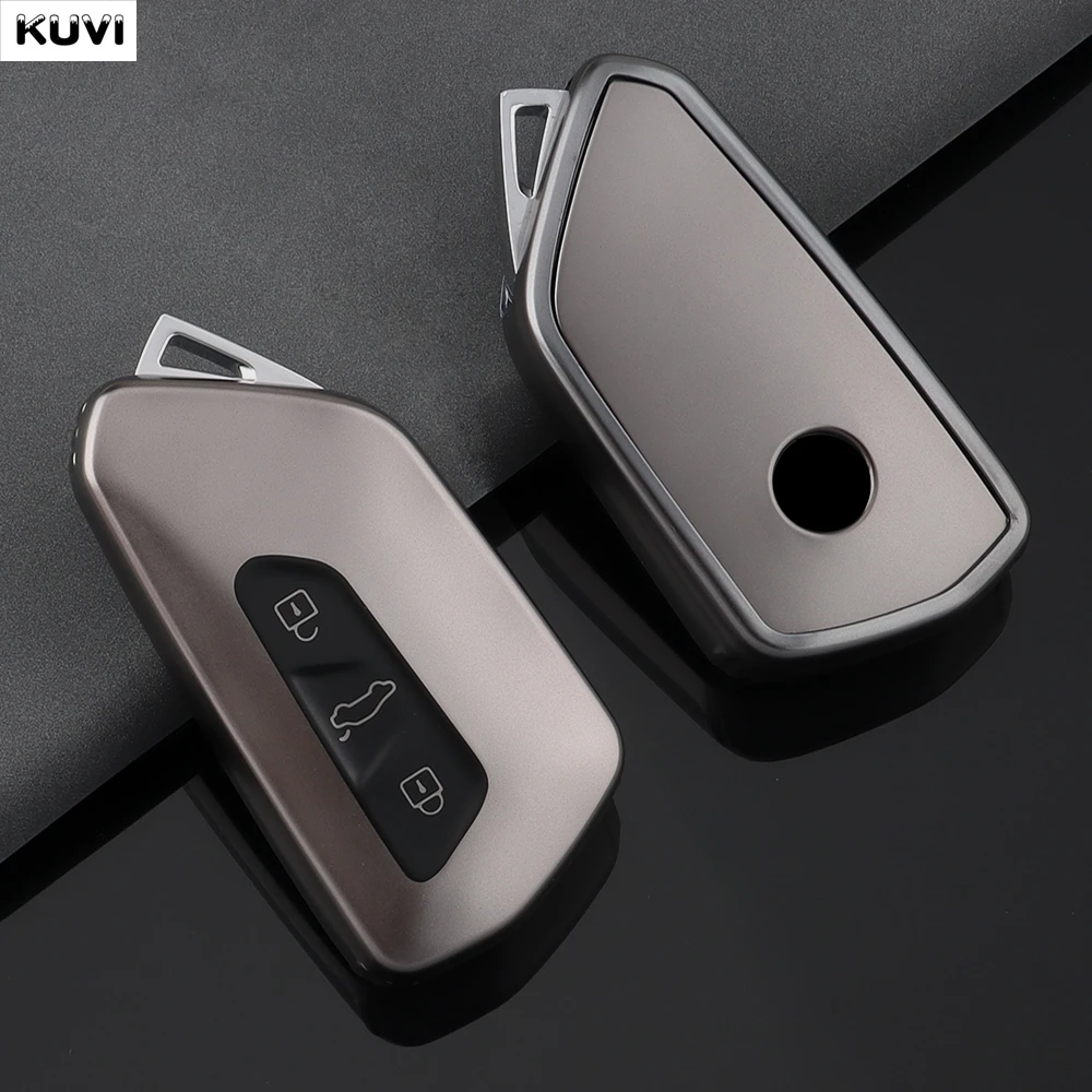 Gun Grey TPU Car Key Case Cover Shell For VW Volkswagen Golf 8 MK8 2020 For Skoda Octavia A8 2021 Seat Leon MK4 Holder Keychain