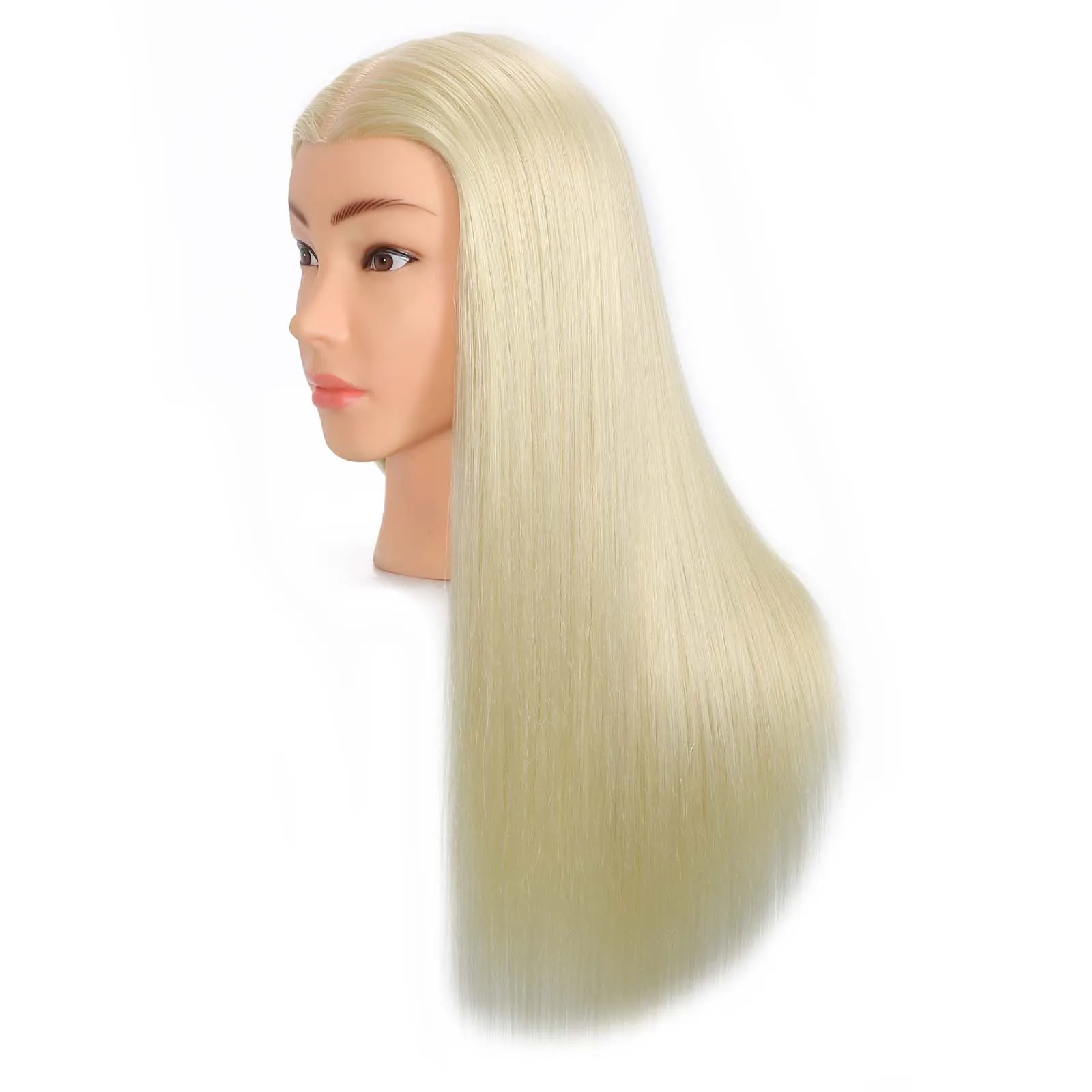 금발 화장품 마네킹 머리 70% 인간의 머리카락 26 "-28" 헤어 스타일링을위한 실제 머리 마네킹 머리 미용 연습 인형 머리