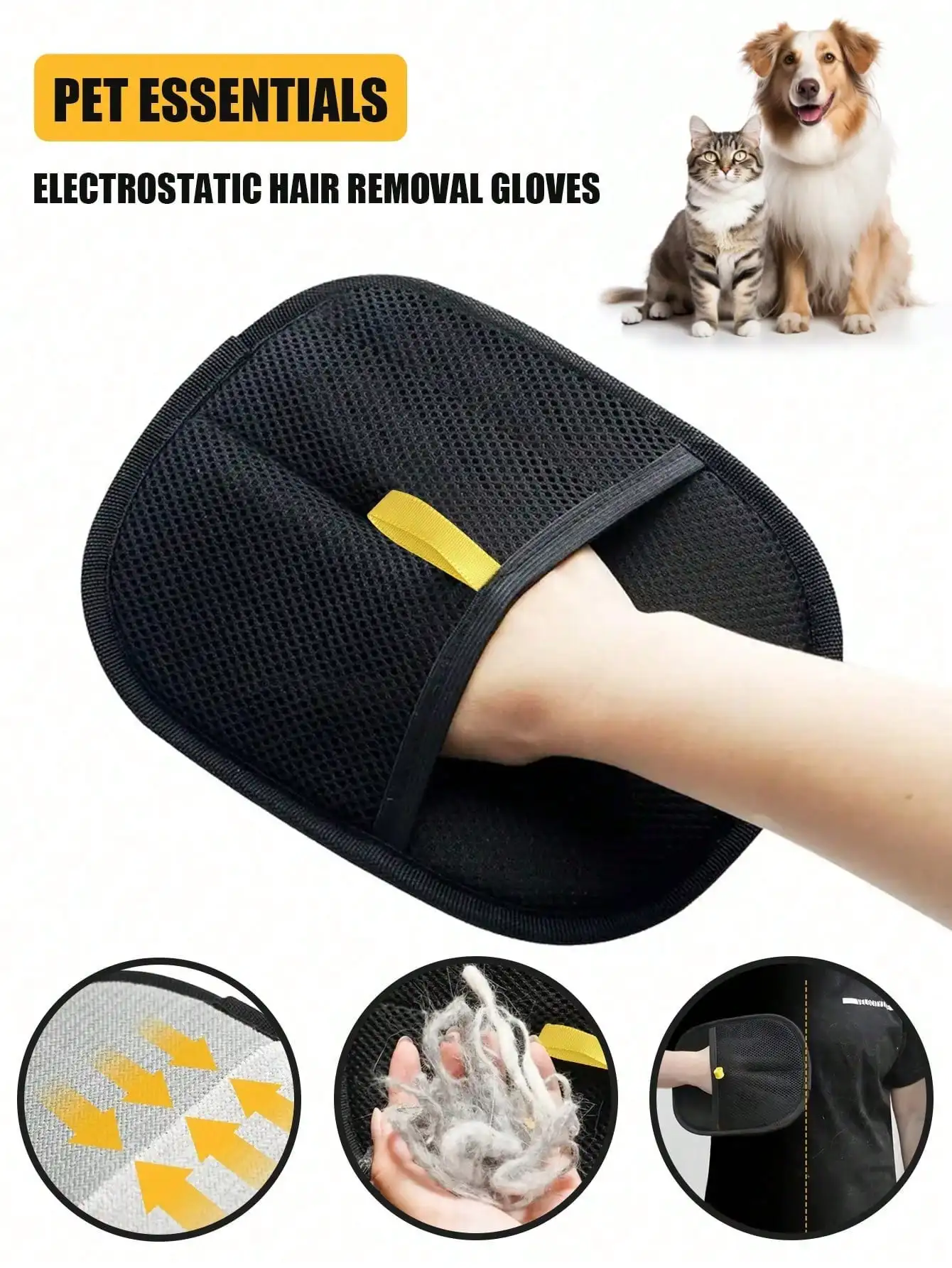 Pet Static Hair Removal Gloves Effective for Removing Fur and Dander, Ideal for Cats and Dogs, Pet Grooming Essentials - Image 2
