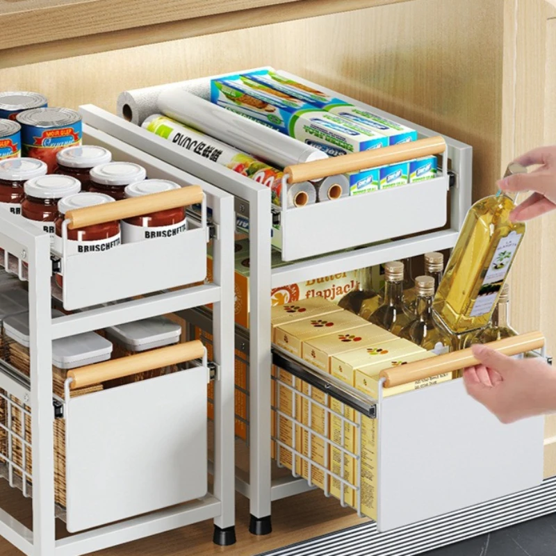 

Firm Installation-free kitchen sink rack, countertop cabinet, layered seasoning storage rack, pool under pumping storage rack