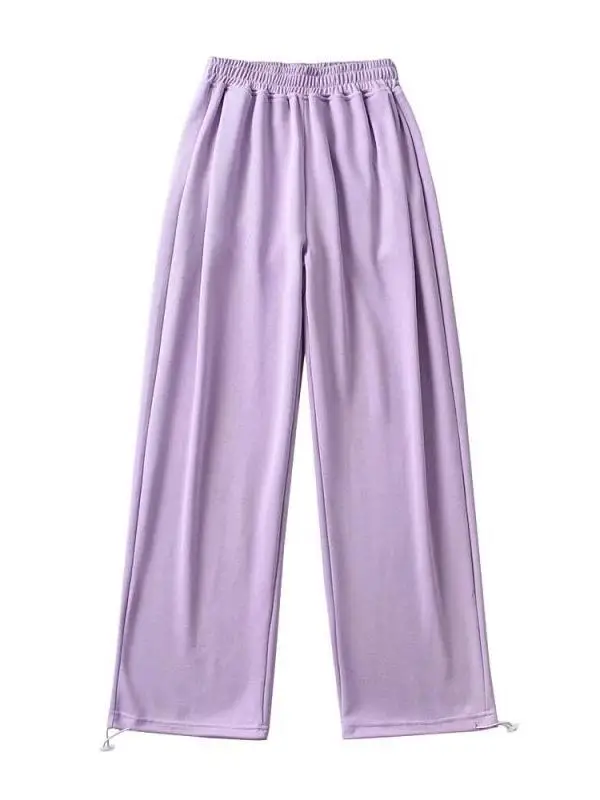 بنطلون رياضي نسائي بخصر مرتفع ورباط، تصميم عصري للربيع والخريف، فضفاض ومستقيم الساق، بنطلون طويل كاجوال #5