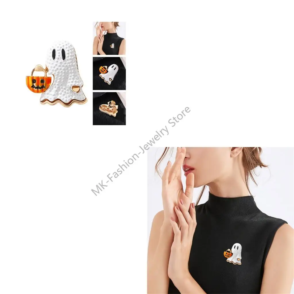 Q6PF الشبح الأبيض وتصميم اليقطين بروش لحدث Halloweens