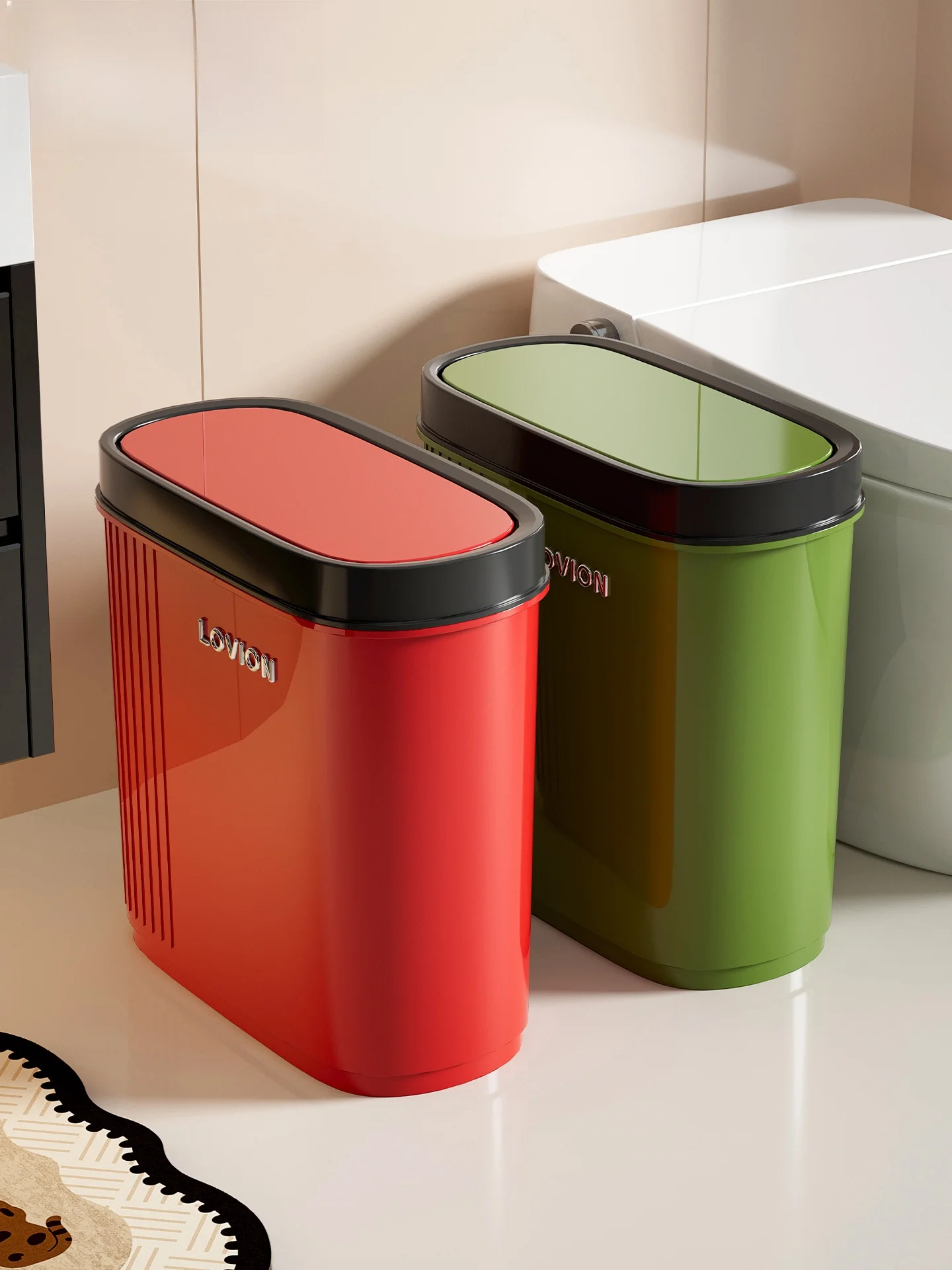 

Large Size Batoom Tra Can with Lid for Home Use High Capaci Wheel-equipped Narrow Space-Friendly Ele Design