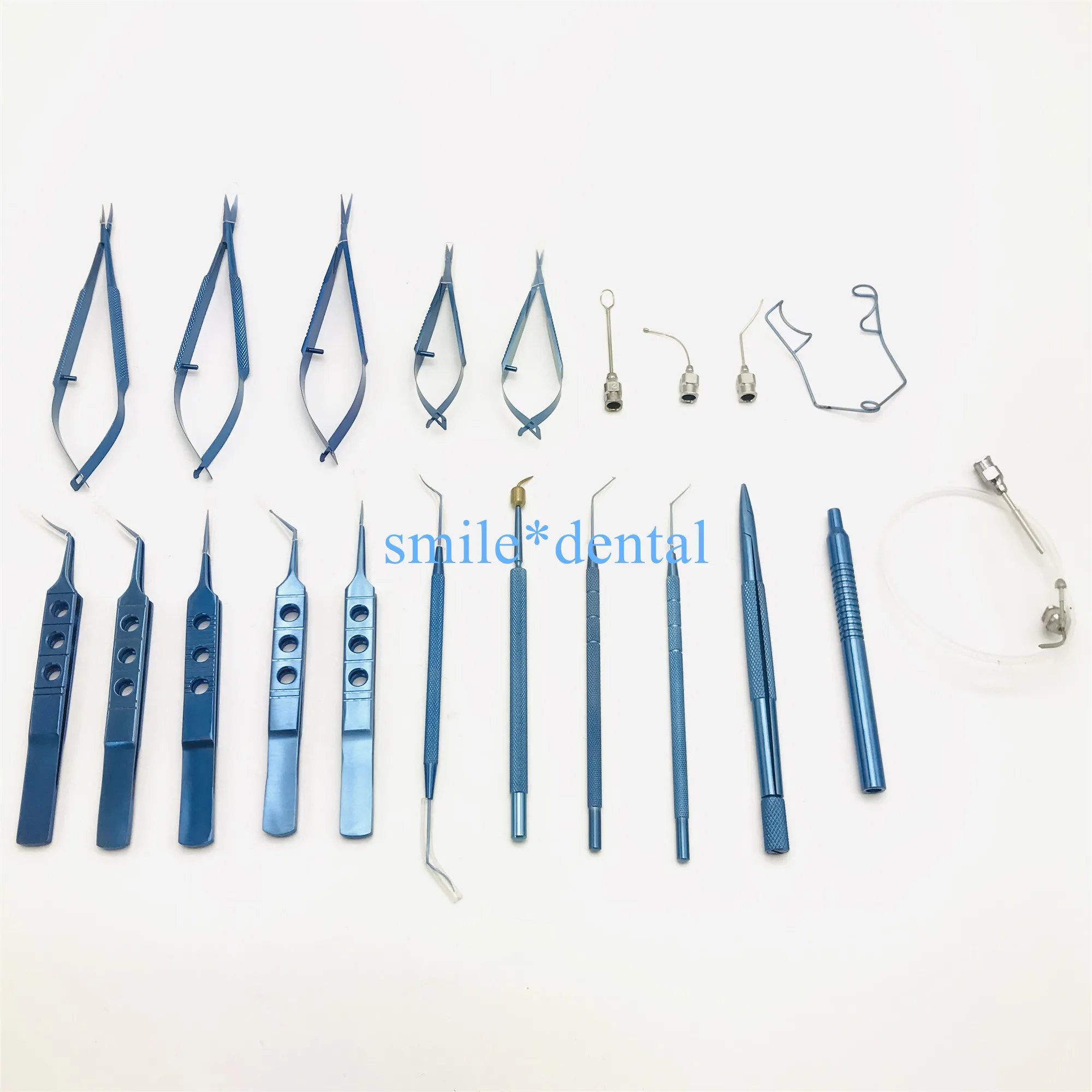 Ophthalmic Needle Holder Titanium Cataract Surgical Set with Sterilization Tray Box Eye Surgery Instruments 21pcs/set