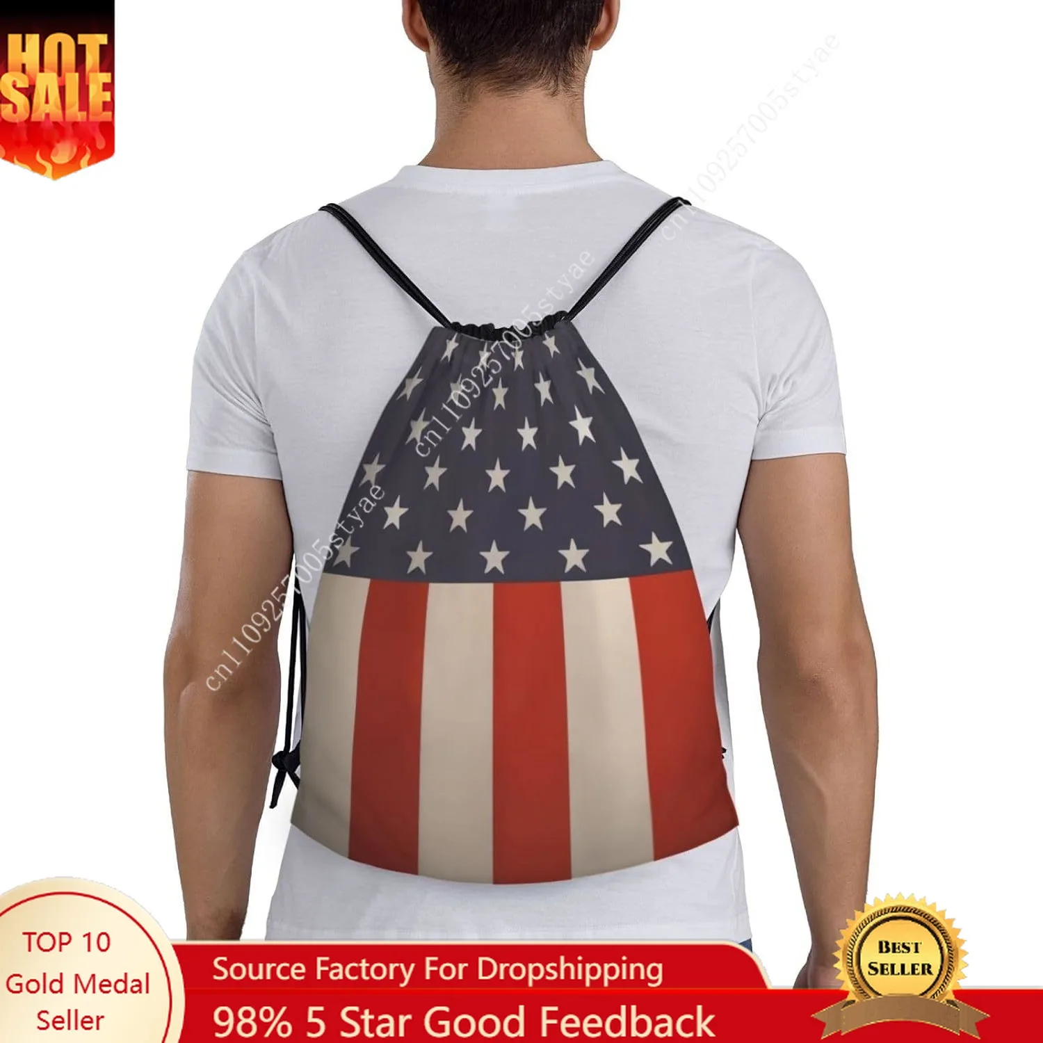 

American Flag Rustic Drawstring Bag Backpack Sport Ball Bags Sport Gym Sack String Bag Yoga Dance Travel Bag Accessories Gift