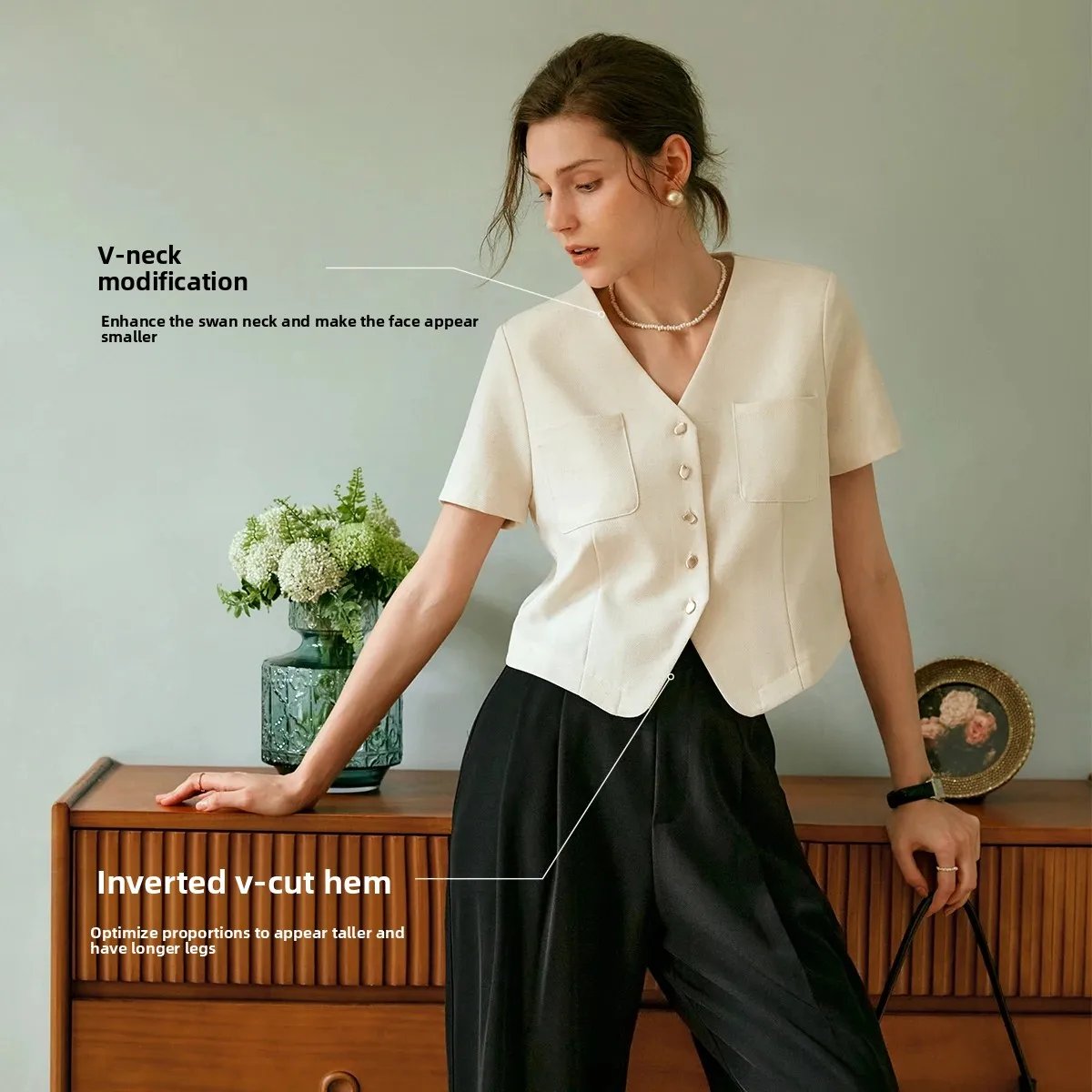 OLrain Women's Cropped Blazer Simple Short Sleeve Jacket 2026 Early Spring New Commuter Outerwear Ladies Clothing O58XW91361