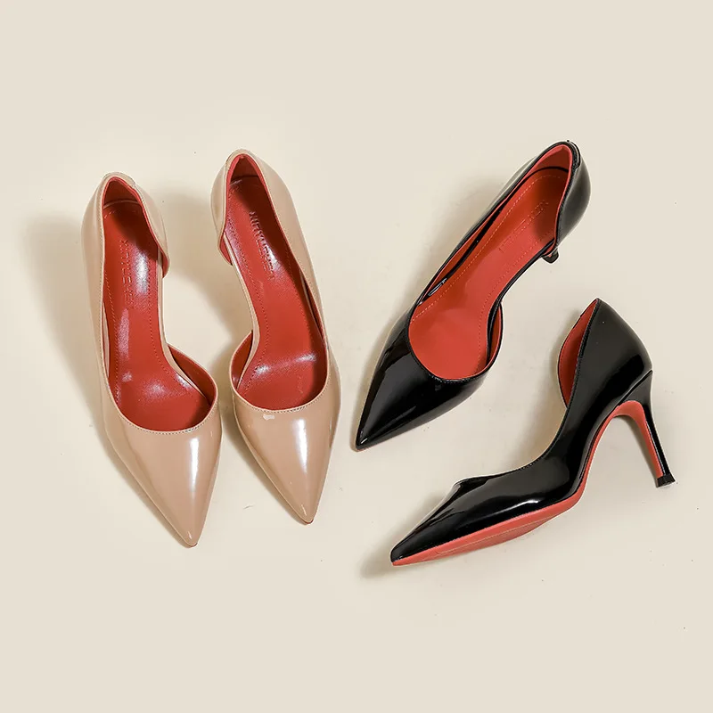 

Black High Heels Women's Professional 2025 New Patent Leather women Killer Thin Heel High End Sensation 10cm Single Shoes