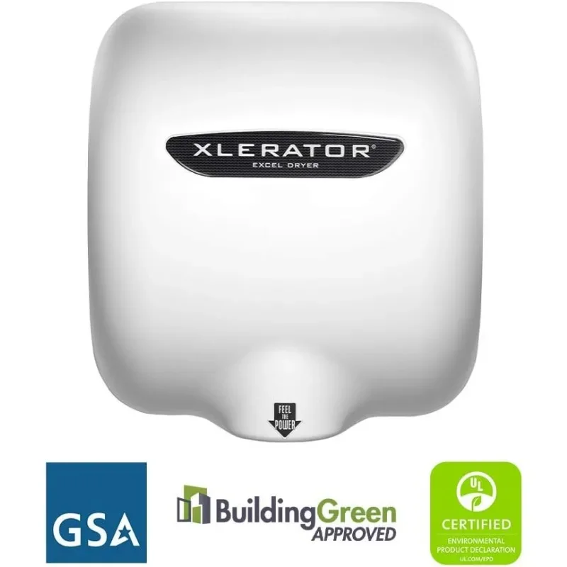 XLERATOR XL-BW Automatic High Speed Hand Dryer Thermoset (BMC)Cover and 1.1 Noise Reduction Nozzle, 12.5 A, 110/120 V