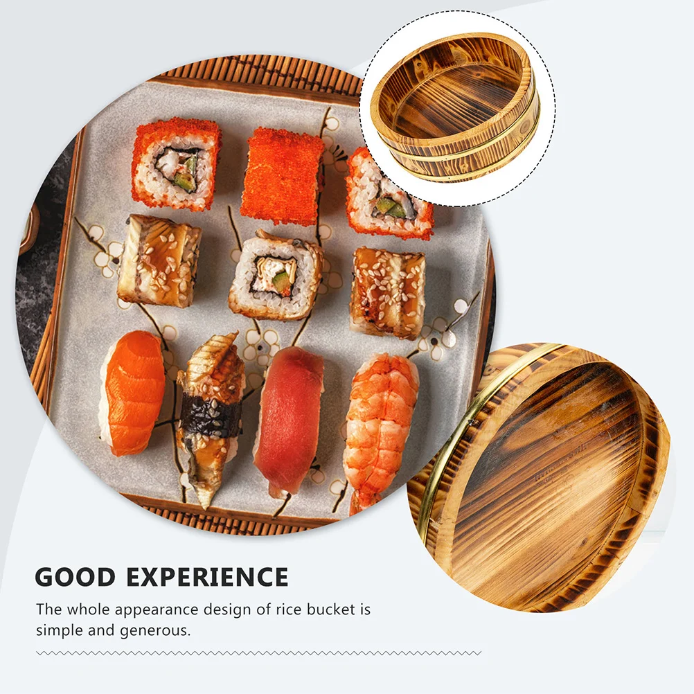 

Tub Sushi Rice Bowl Bucket Baby Containers with Lid Wooden Stainless Steel Storage