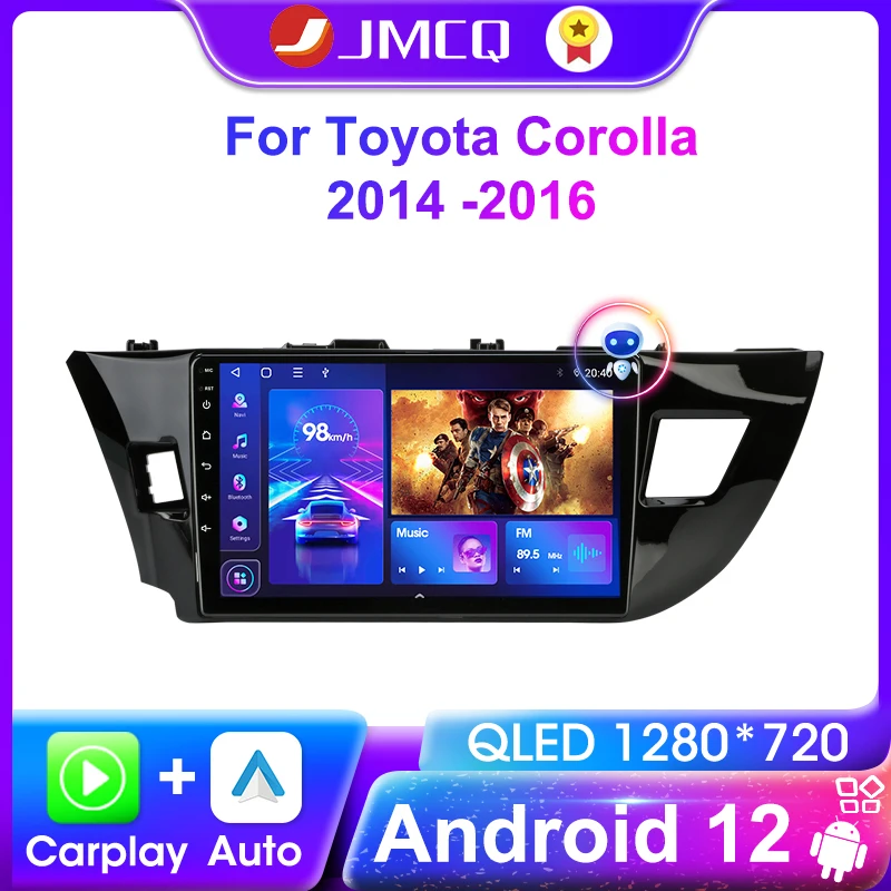 JMCQ Android 12 2 Din 4G Автомобильный мультимедийный плеер для Toyota Corolla Ralink 2014-2016 с GPS WIFI RDS DSP и воспроиз...