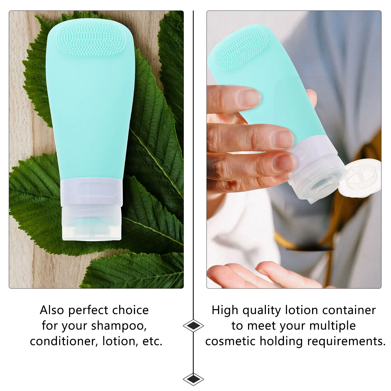 

4Pcs Silicone Travel Lotion Bottle Set Leakproof Empty Refillable Cosmetics Dispenser Container Portable Sub Bottle Brush