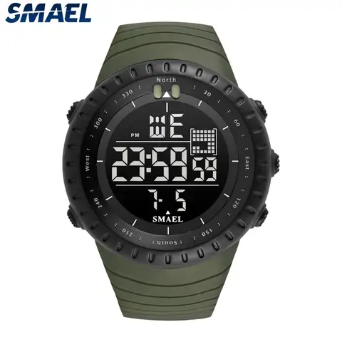 SMAEL Brand Men Electronics Watch Outdoor Sports Wodoodporny duży dial cyfrowy alarm LED Digital-watch 1237 Sport Watch