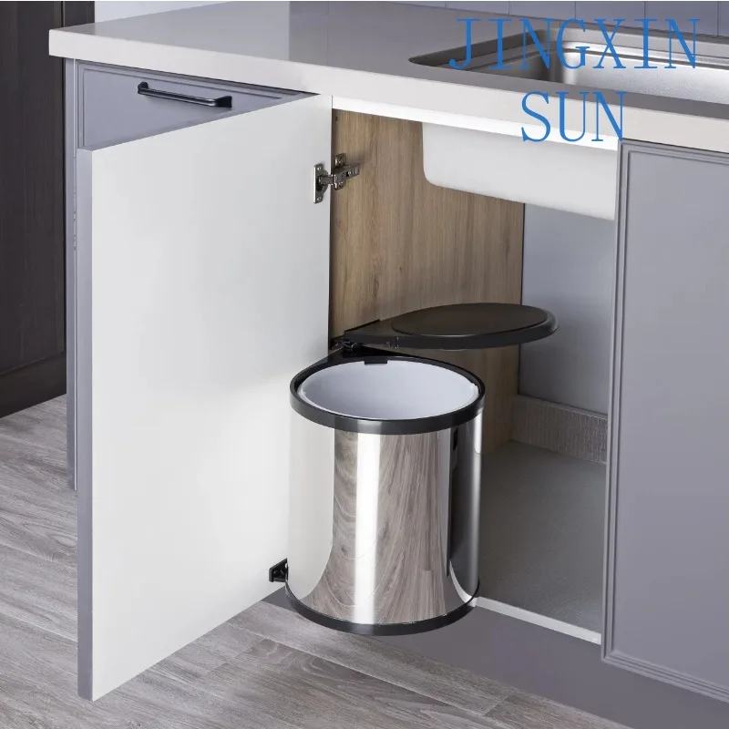 Kitchen Pivot Out Stainless Steel Trash Can Under-sink Trash Can