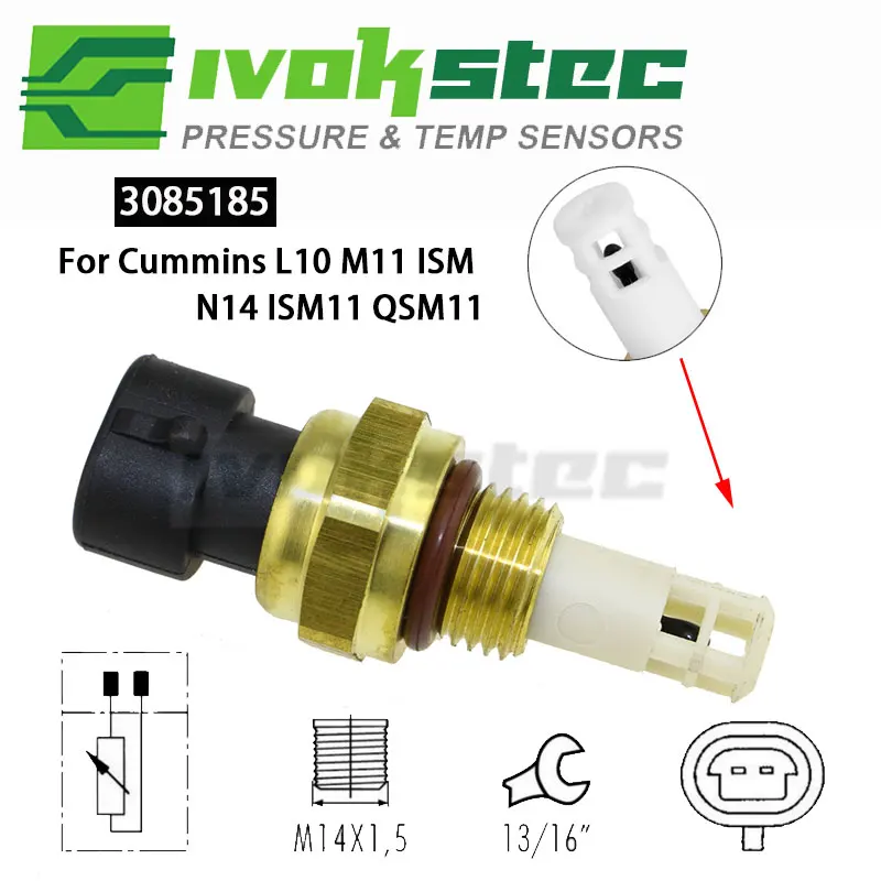 

3085185 Датчик температуры впускного воздуха для двигателя Cummins L10 M11 ISM N14 ISM11 QSM11 3085198