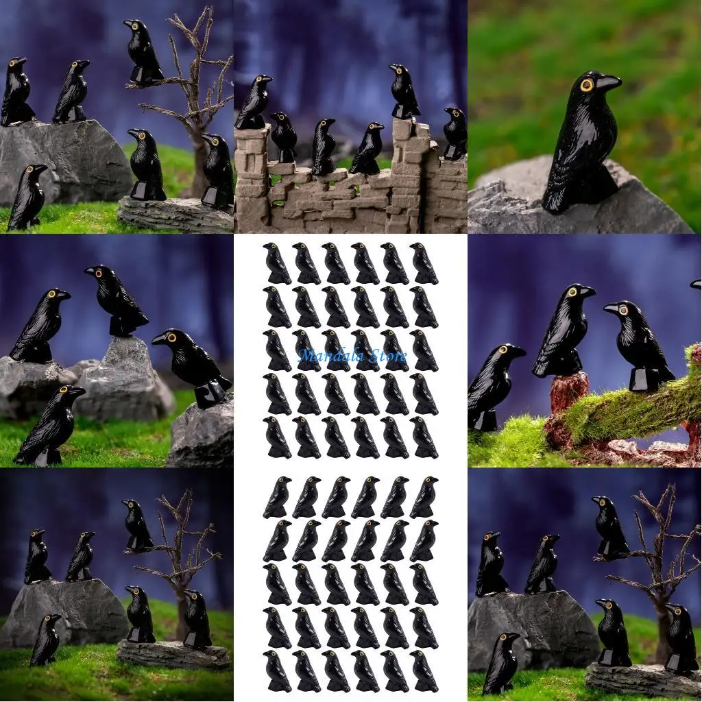 

U2JC DIY Rosin Halloween Crow Decoration Artisanal Craft Decoration For Home Party Gift