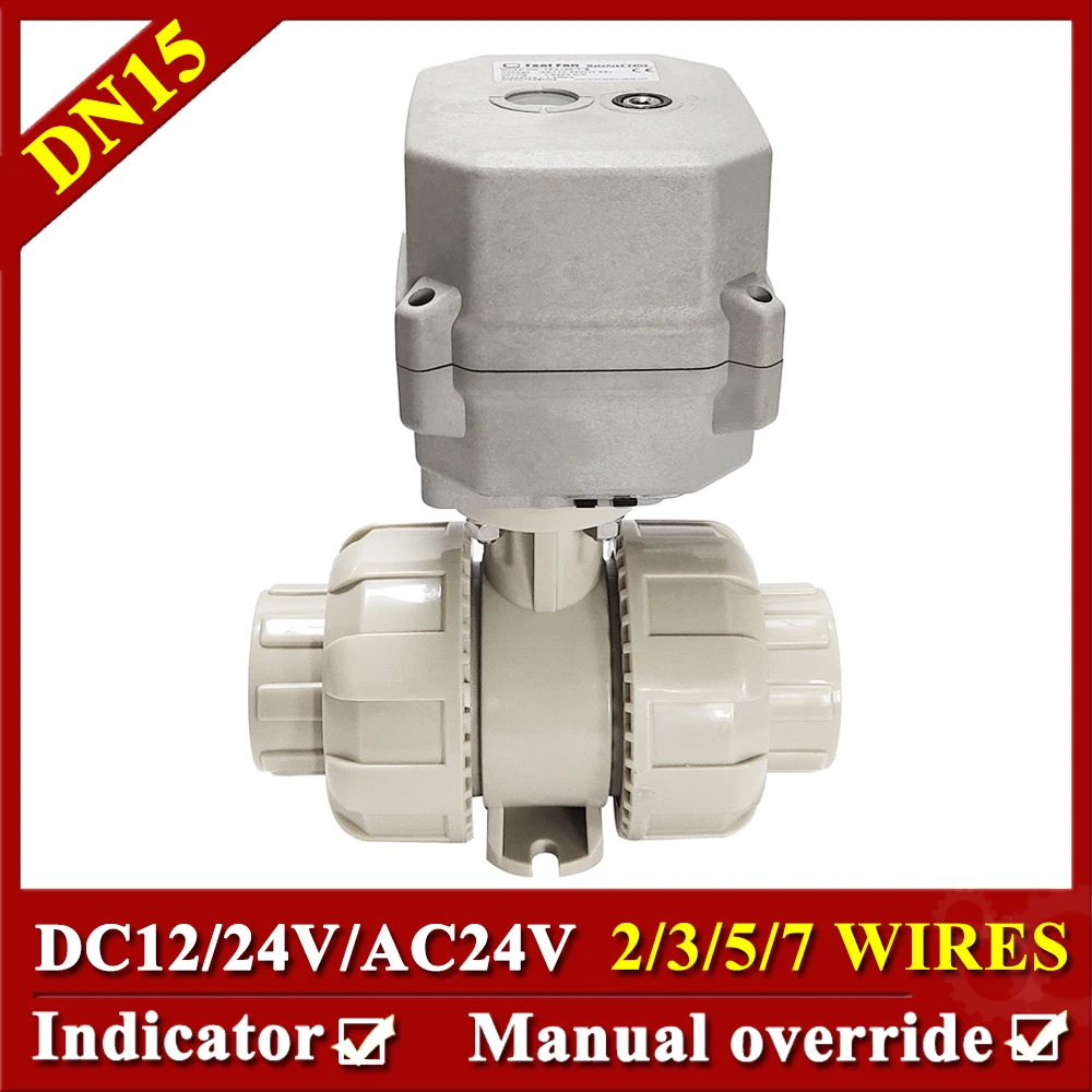 

DN15 PPH True Union Electric Ball Valve DC12V/24V High temperature , acid, bases resistance Melting connection for 20mm Pipe