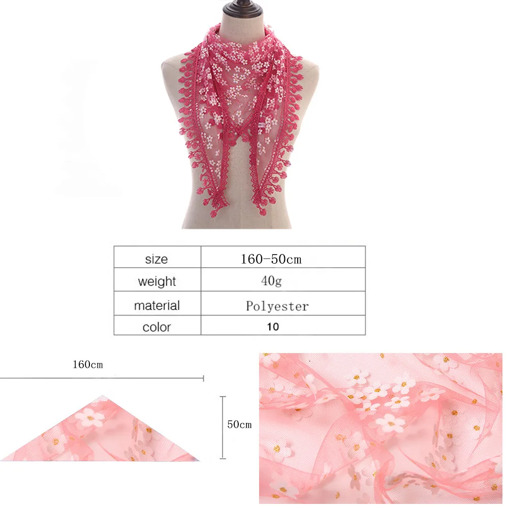 Women Triangle Scarf for Church with Tassel for Prayer Shawl Embroidered Lace Veil Headcovering Veils for the Church