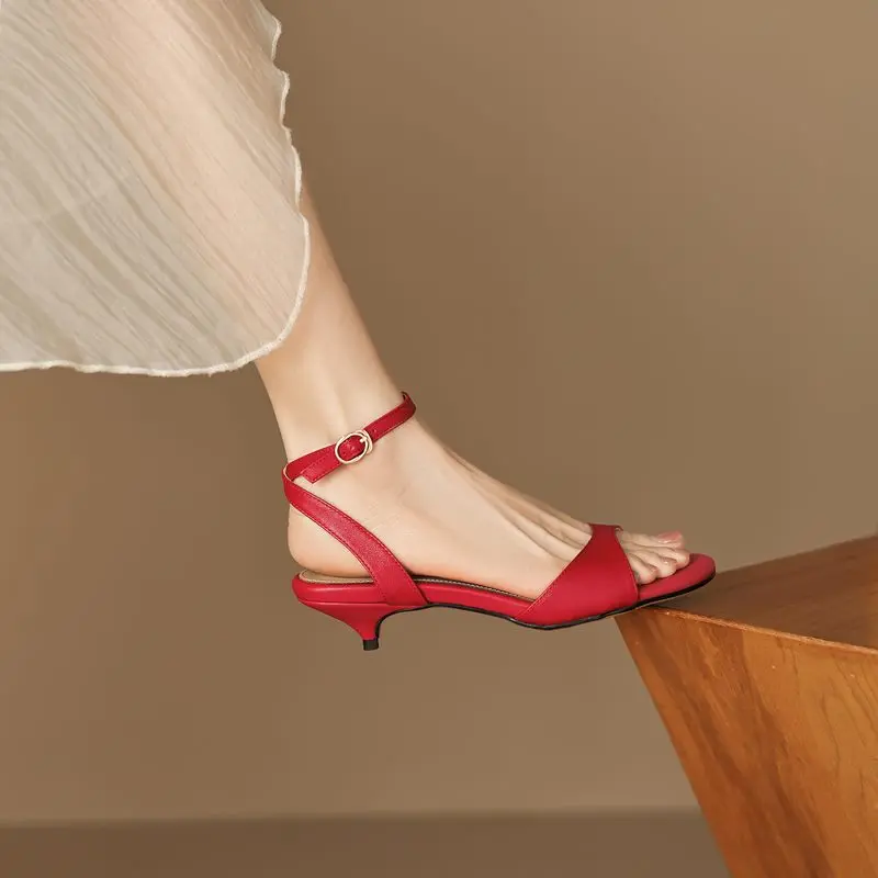 MORAZORA Size 35-43 Full Genuine Leather Sandals Women Shoes Mid Heels Brand Fashion Summer Sandals Ladies Party Wedding Shoes view 5
