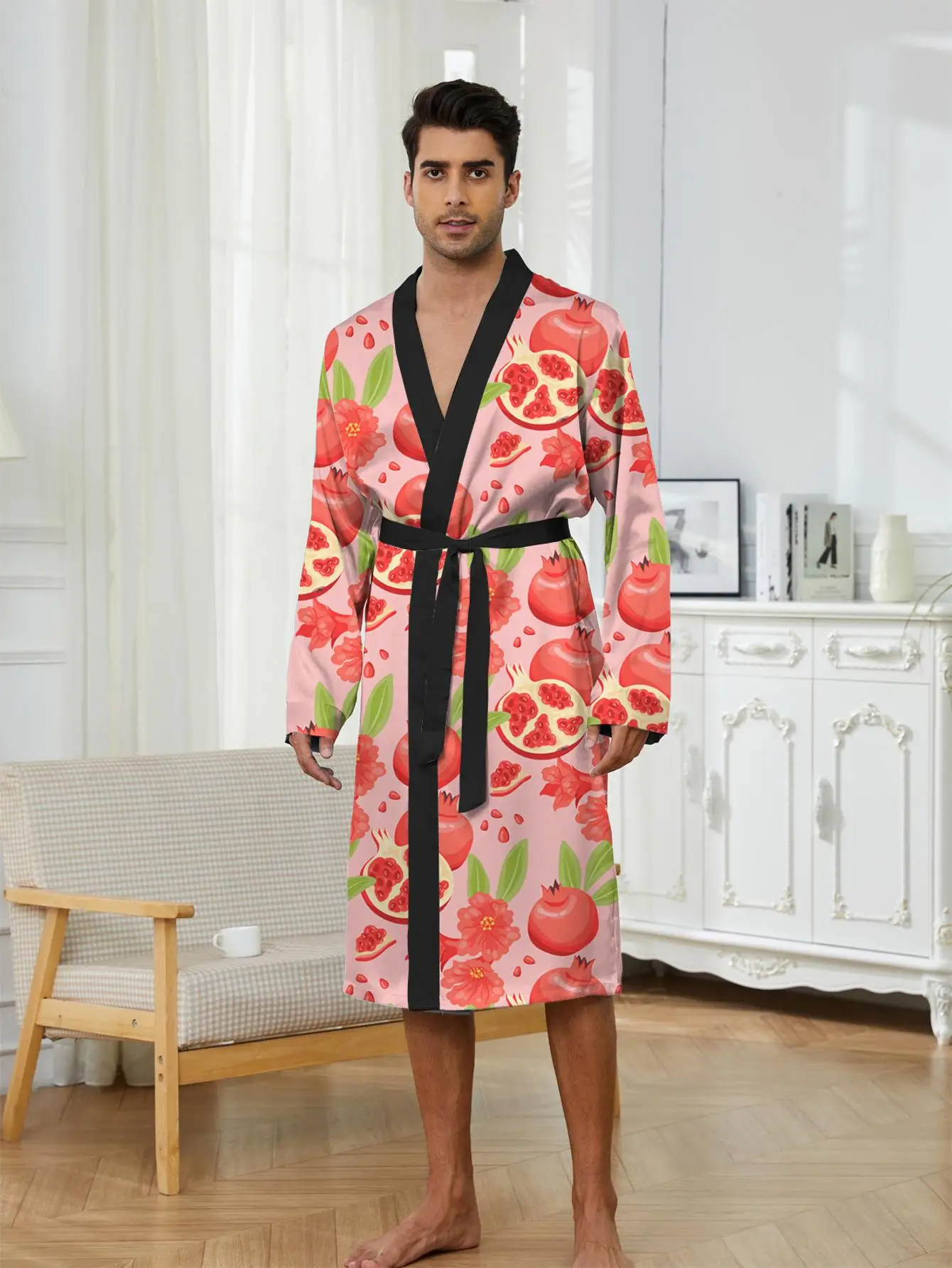 

1pcs Men's Robes 2026 Spring/Summer Robe man 3D Printed Graphic Sleepwear Men's bathrobe Bathrobe men Breathable Sleepwear