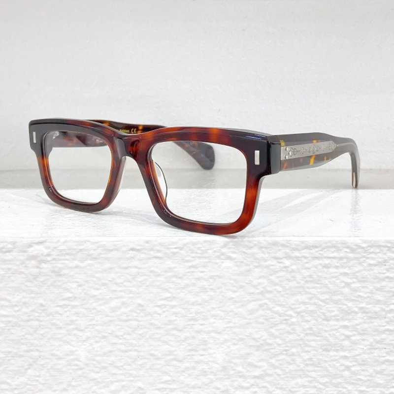 Estilo japonês feito à mão de alta qualidade vintage acetato óculos quadrados quadro para homens mulheres designer retro moda óculos