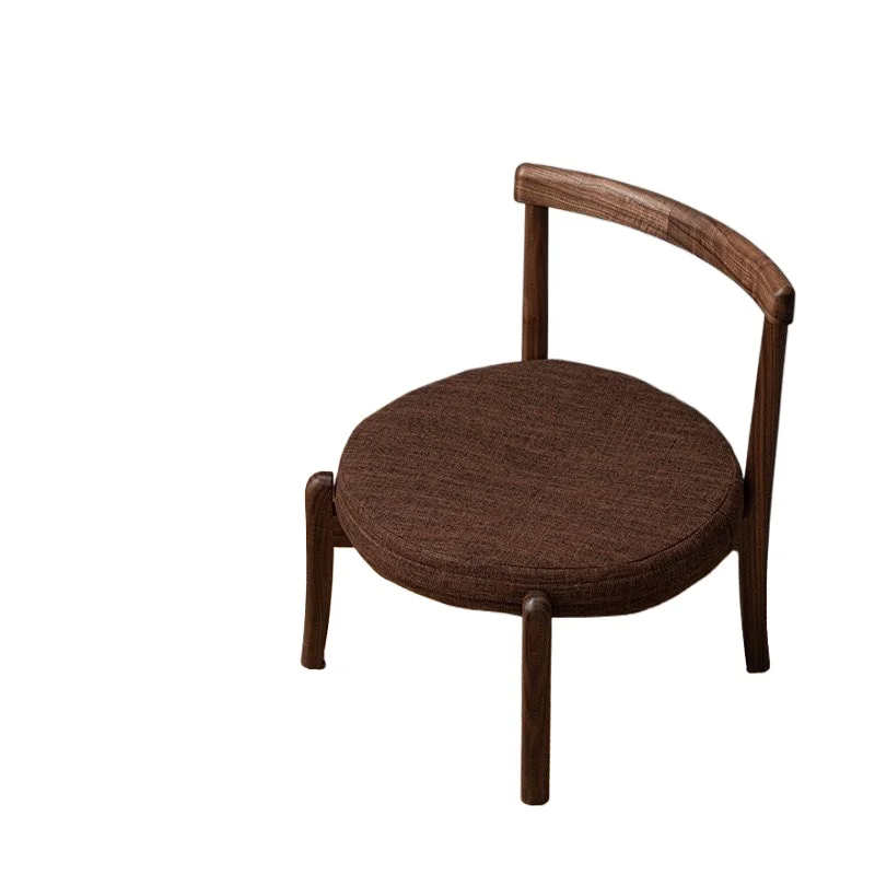 

Walnut tea room tatami futon, thickened low seat solid wood new Chinese home balcony tea back chair