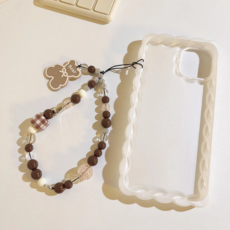 

Сине-розовые бусины с бантом, цепочка для телефона, милая крутая любовь, медведь, подвесная веревка, ремешок для камеры, анти-потерянные ремни, аксессуары для сумки