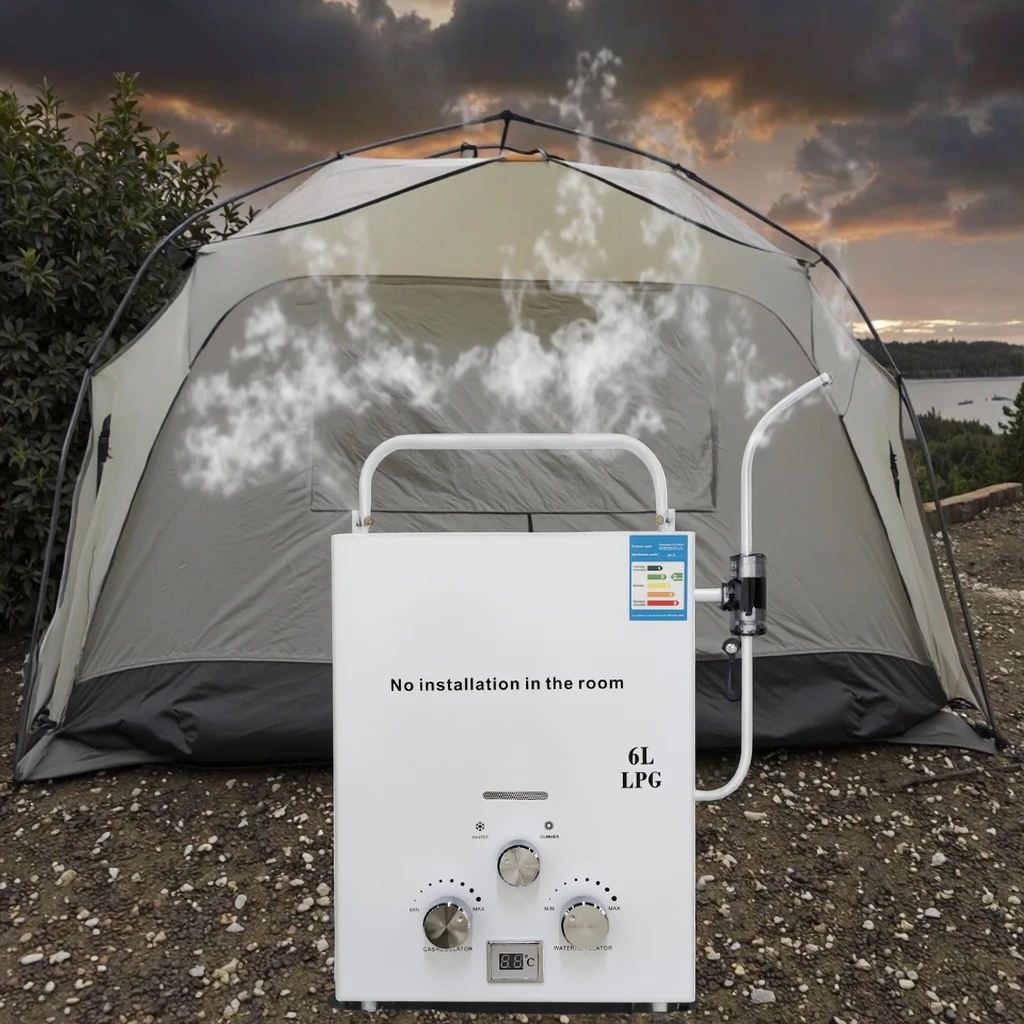 High Efficiency Stainless Steel Copper 6L Tankless RV & Household Water Heater for Outdoor Use-Portable Reliable Hot Water on Go