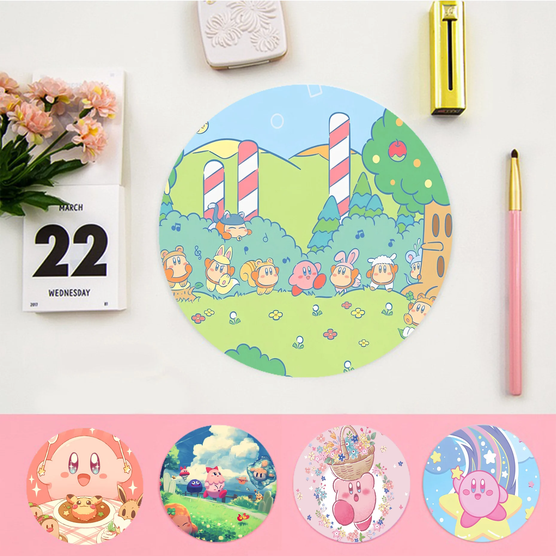 

Cartoon Cute K-Kirbies Mousepad Animation Round Promotion Table Mat Student Mousepad Computer Keyboard Pad Games Pad Office Desk