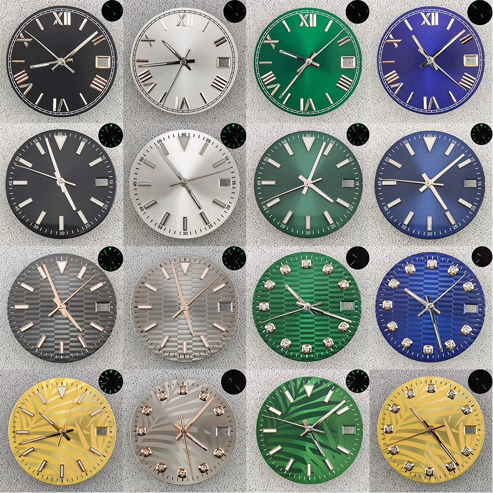 

NH35 dial Roman numeral dial NH35 pointer dial suitable for NH35 NH36 4R 7S movement 28.5mm green luminous