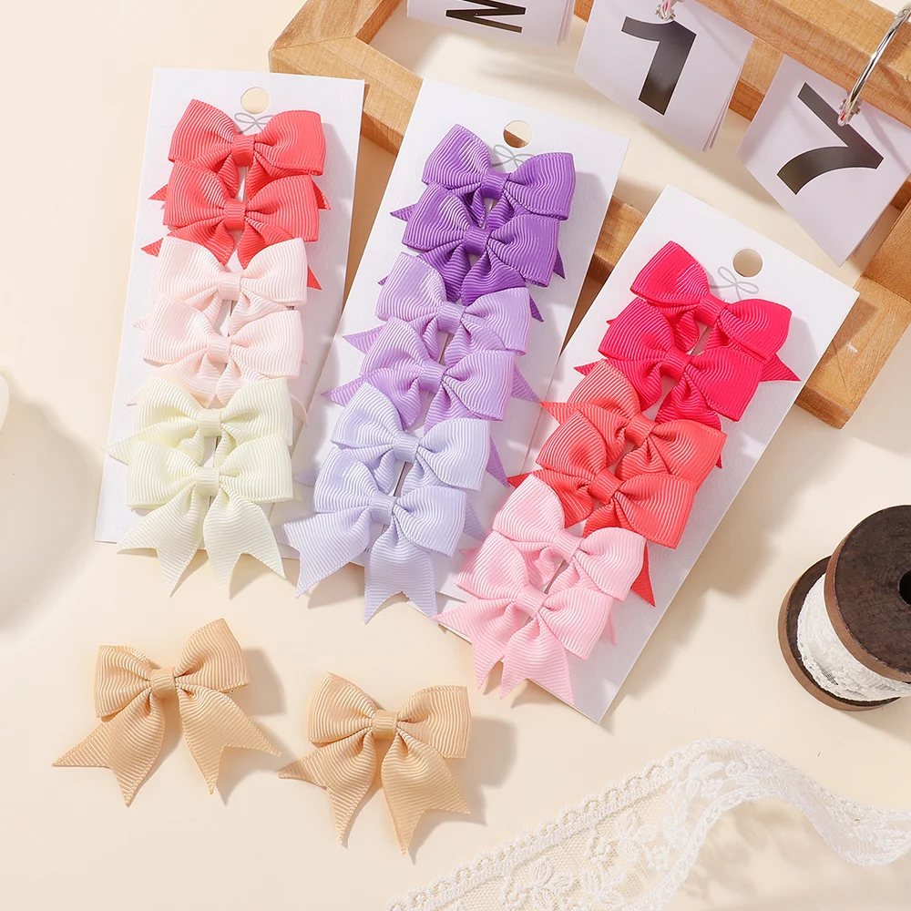 

6/10pcs Cute Solid Ribbon Bowknot Hair Clips for Baby Girls 1.85'' Handmade Bows Hairpin Barrette Headwear Kid Hair Accessories
