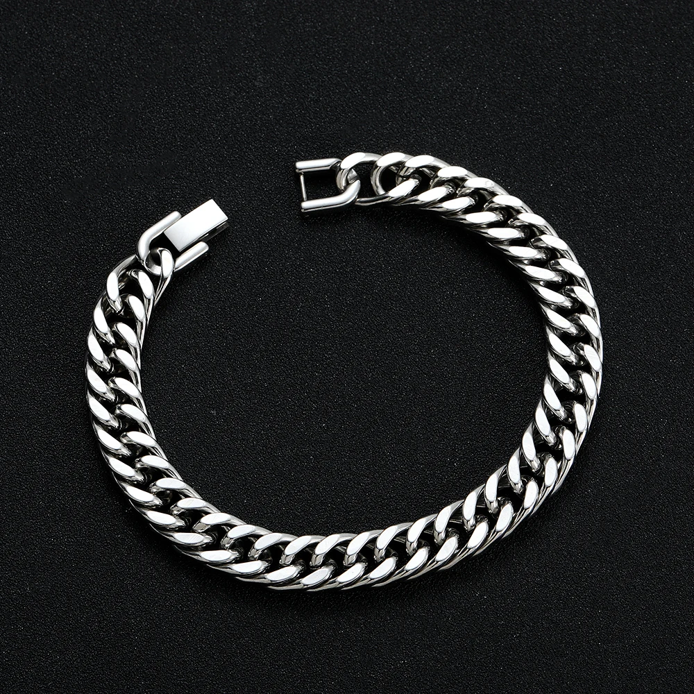 New Arrival Width 10MM 316L Stainless Steel Cuban Chain Bracelet For Men Fashion Hip Hop Party Accessories Boyfriend Gifts