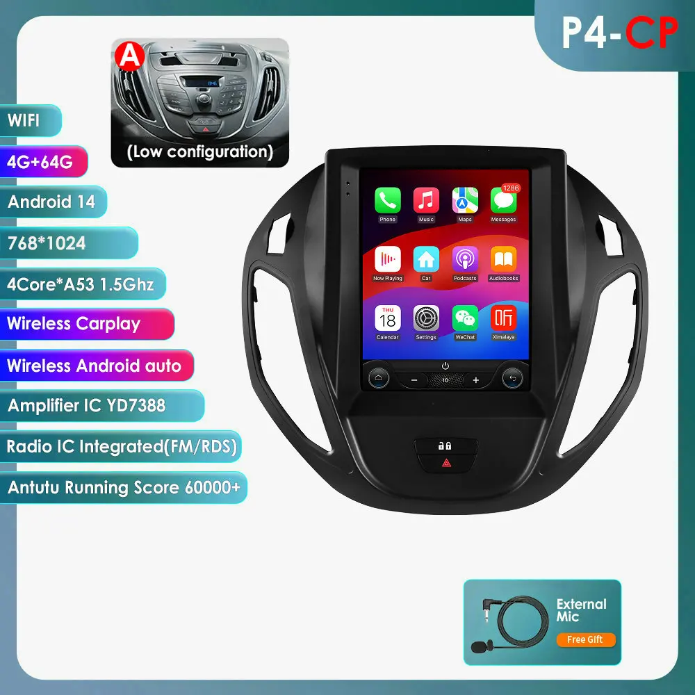 9.7" 360 graden camera Android autoradio voor Ford Transit Tourneo Courier 2013-2021 Carplay Auto Intelligent scherm 2DIN 7862 Head Unit