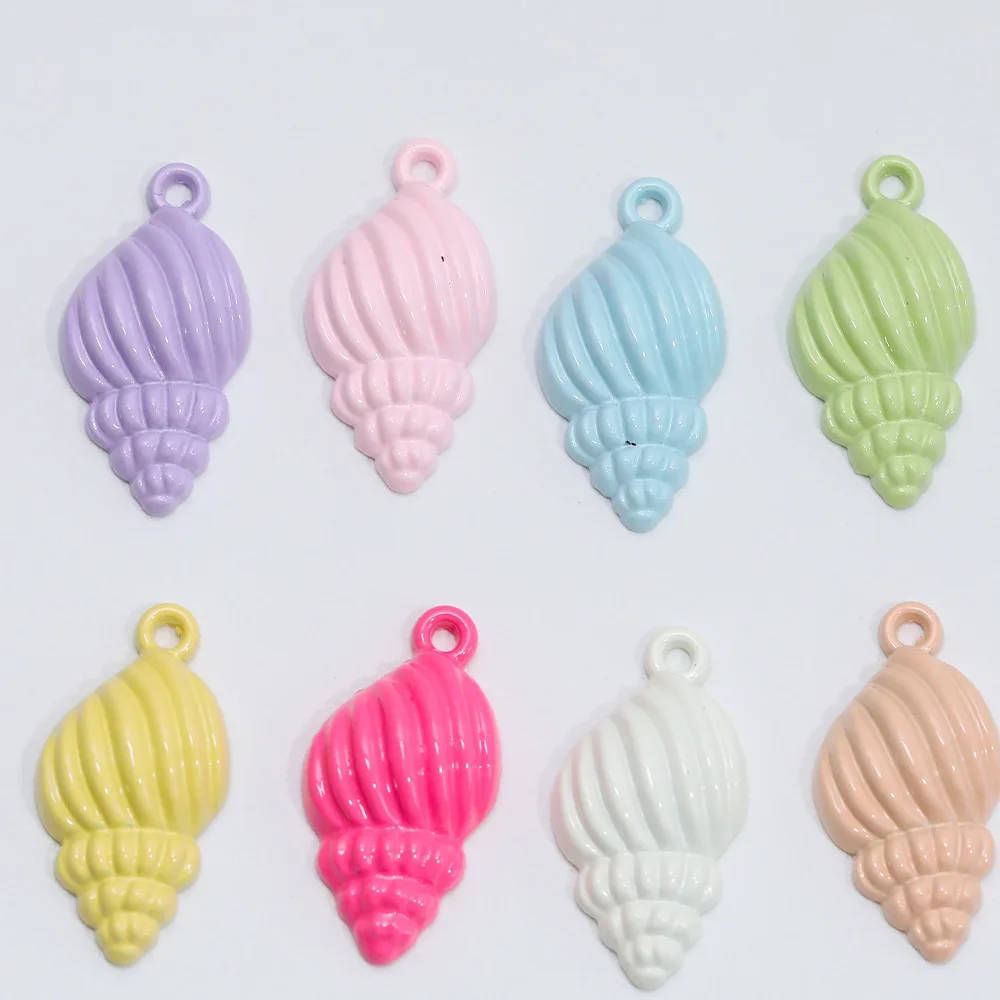 

100pcs Diy Macaron Color Alloy Pendant Charms Conch Pendants Necklace Earrings Pendant Connectors Handmade Jewelry Making