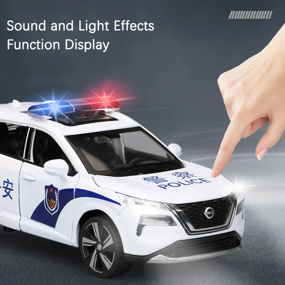 1:32 Nissan X-TRAIL modelos juguetes coches de policía aleación 6 puertas abiertas vehículos en miniatura rueda tirar hacia atrás coche juguete regalos del Día de los niños