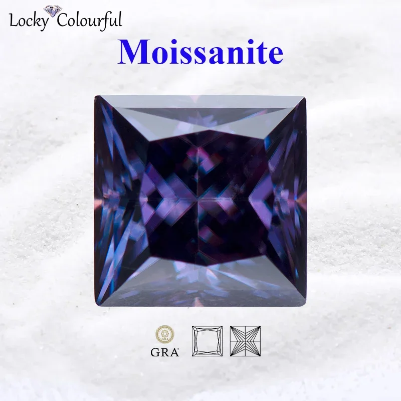 Moissanite Imperial Purple Color VVS1 Princess Cut with GRA Certificate for Beads Charms Jewelry Making Bracelet Rings Materials