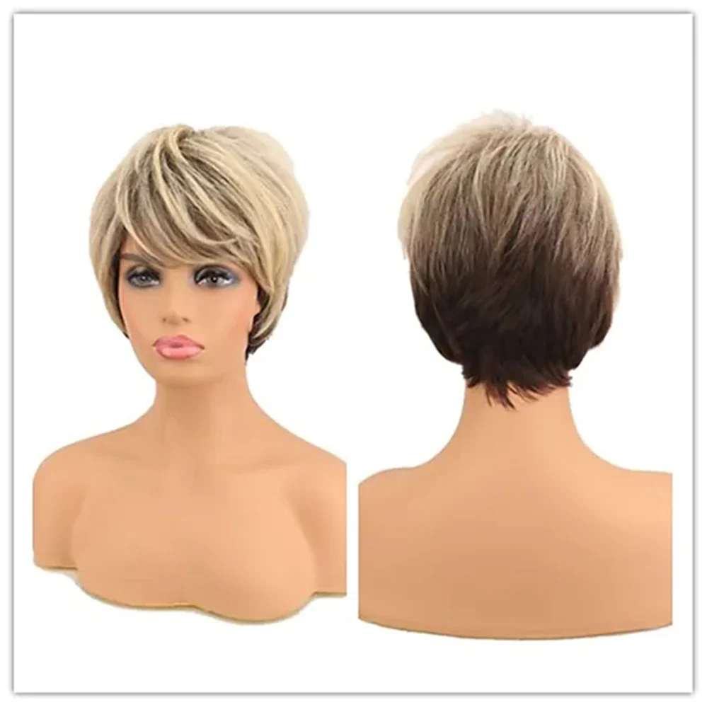 

Chic Pixie Wig with Shattered Bangs and Tousled Layers Blonde Layered Costume Wigs